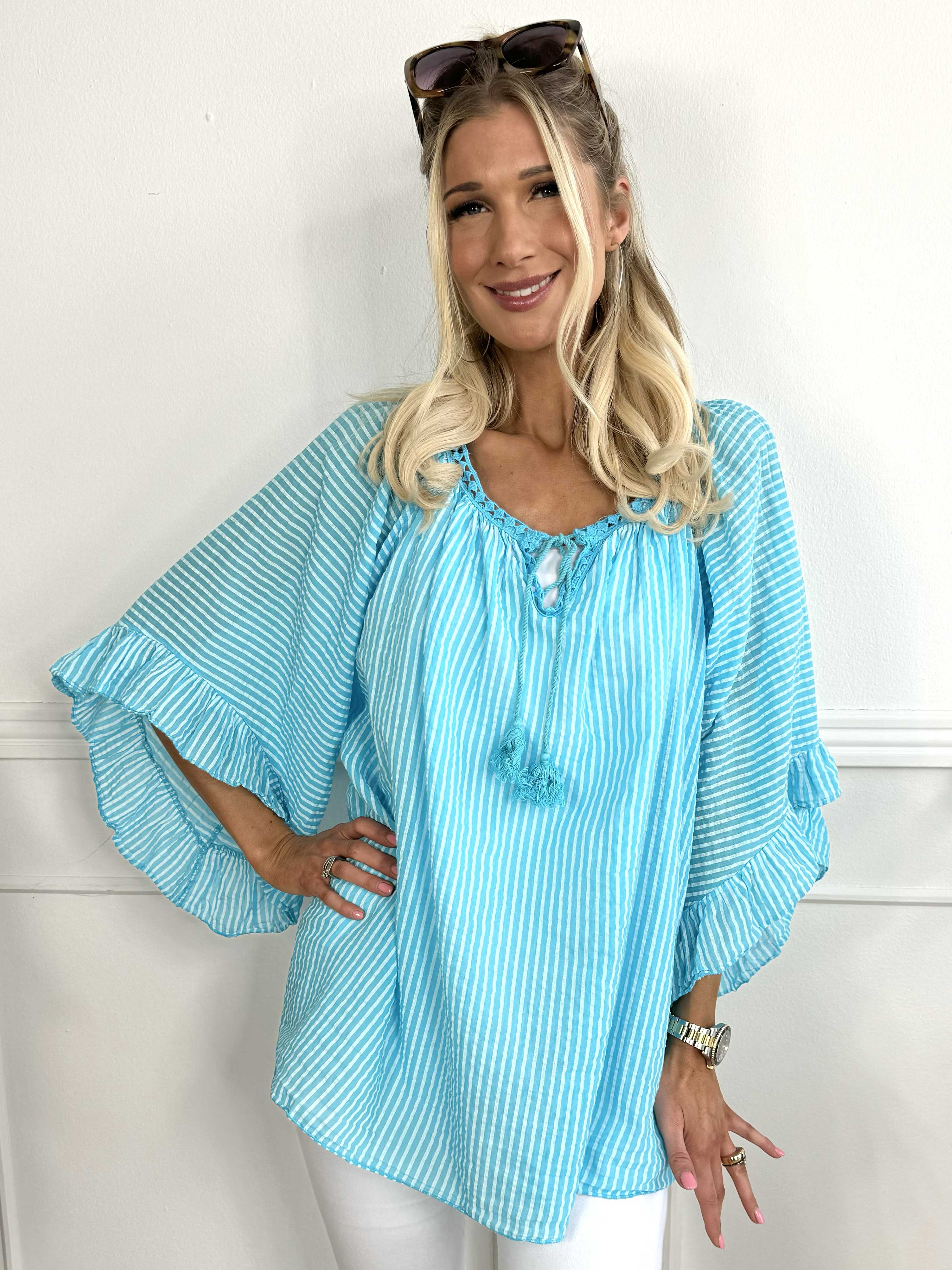 Marija - Söt randig tunika med vackra ärmar